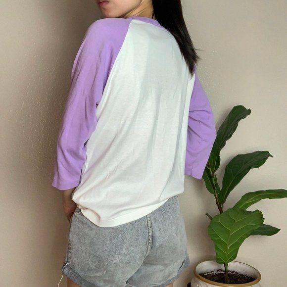 Vintage Disney Mickey Mouse Lavender Baseball Tee - Picture 3 of 6
